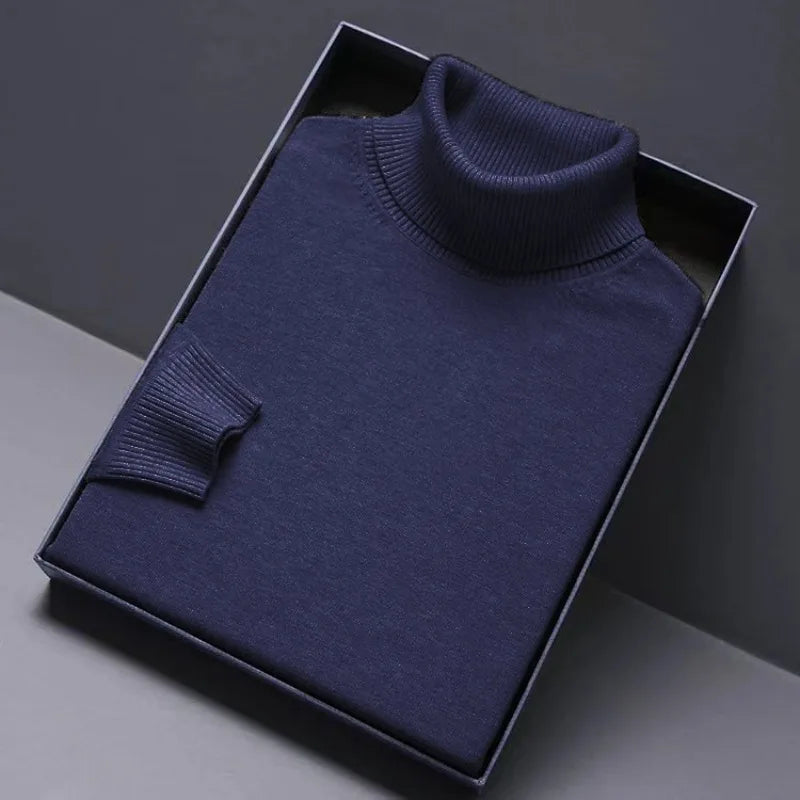 Animal Game Turtleneck Knitwear Luxury Men's Sweater Long Fit Pullover Sweaters Solid Color Men Streetwear Warm Cold Blouse