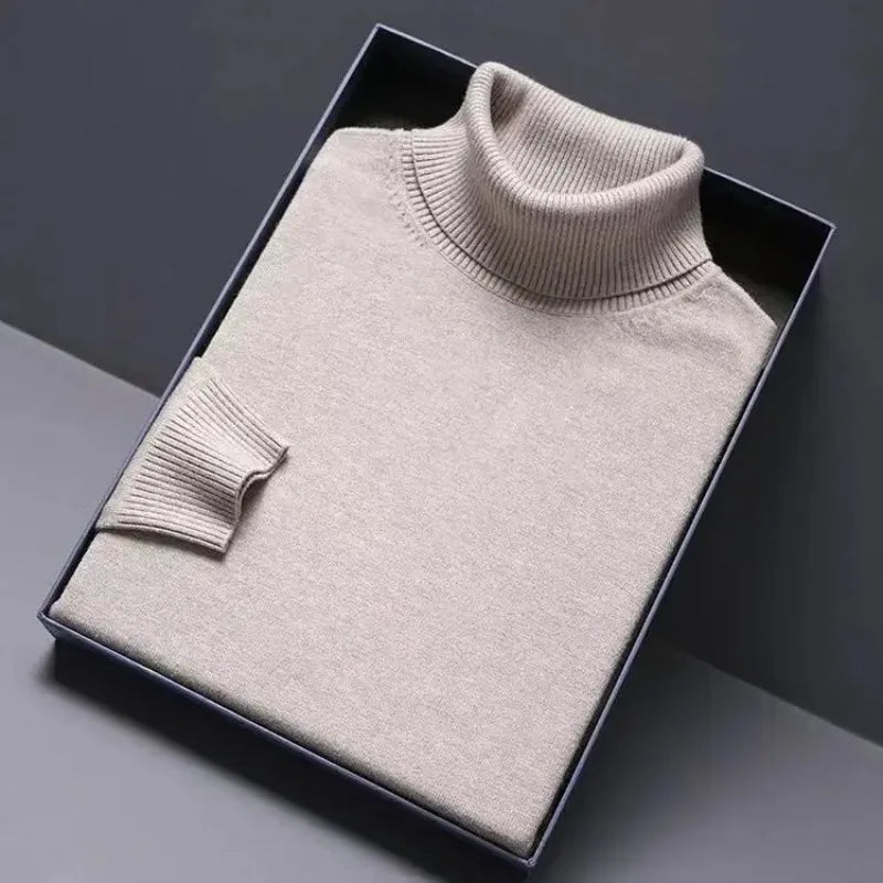 Animal Game Turtleneck Knitwear Luxury Men's Sweater Long Fit Pullover Sweaters Solid Color Men Streetwear Warm Cold Blouse