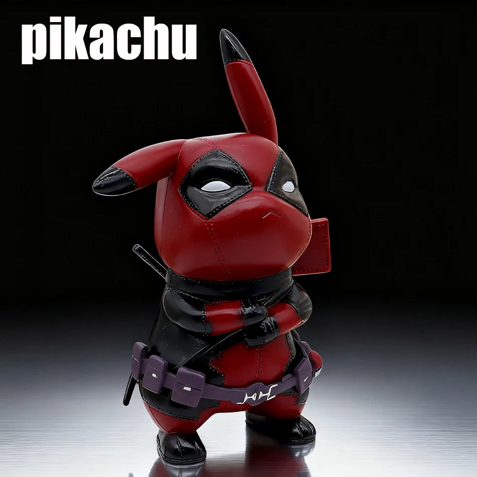 Pikachu Cos Deadpool Figure Q-Version Pikachu Action Figures Statue Model Desk Decoration Collection Dolls Toys Chrismas Gift