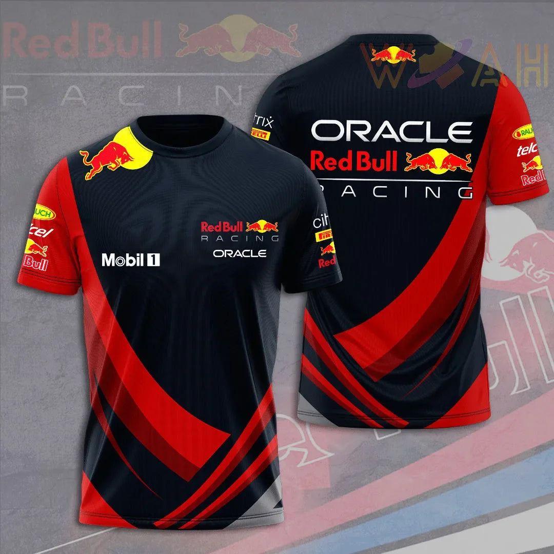 2025 New Red Bull Print Hot Selling Outdoor Running Sports T-shirt Men's Summer Racing Suit Red Bull Brand Cycling Training Suit