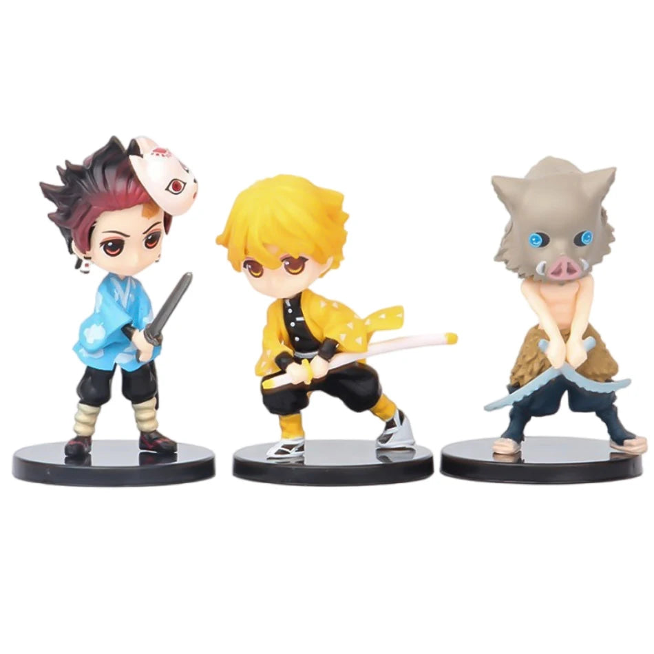6Pcs Set Anime Demon Slayer Figure 7cm Kamado Tanjirou Kamado Nezuko Mini Cute Edition Pvc Doll Toy Desktop Ornament Gift
