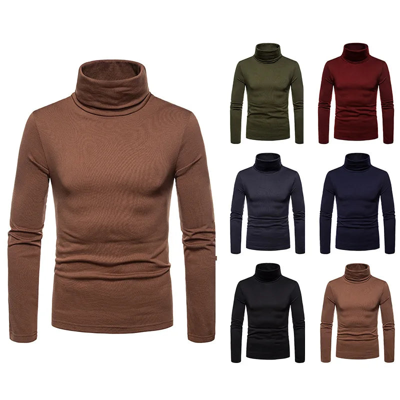 Turtleneck Pullovers Sweaters Men 2020 Autumn Winter Solid Color Long Sleeve Knitting Sweater Thickening Men's Bottoming Shirt