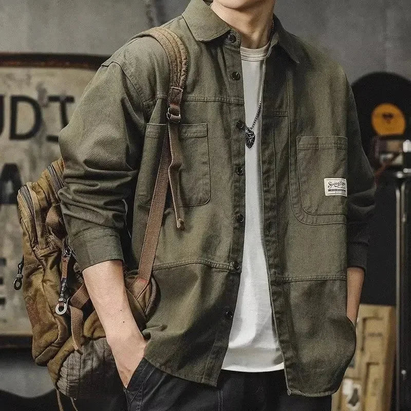 Long Sleeve Casual Shirt Men's Stylish Korean Style Workwear Spring Autumn New Arrival Comfortable Fit Fashionable Brand
