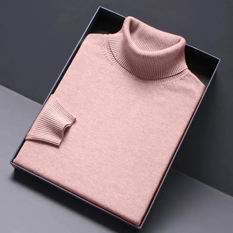 Animal Game Turtleneck Knitwear Luxury Men's Sweater Long Fit Pullover Sweaters Solid Color Men Streetwear Warm Cold Blouse