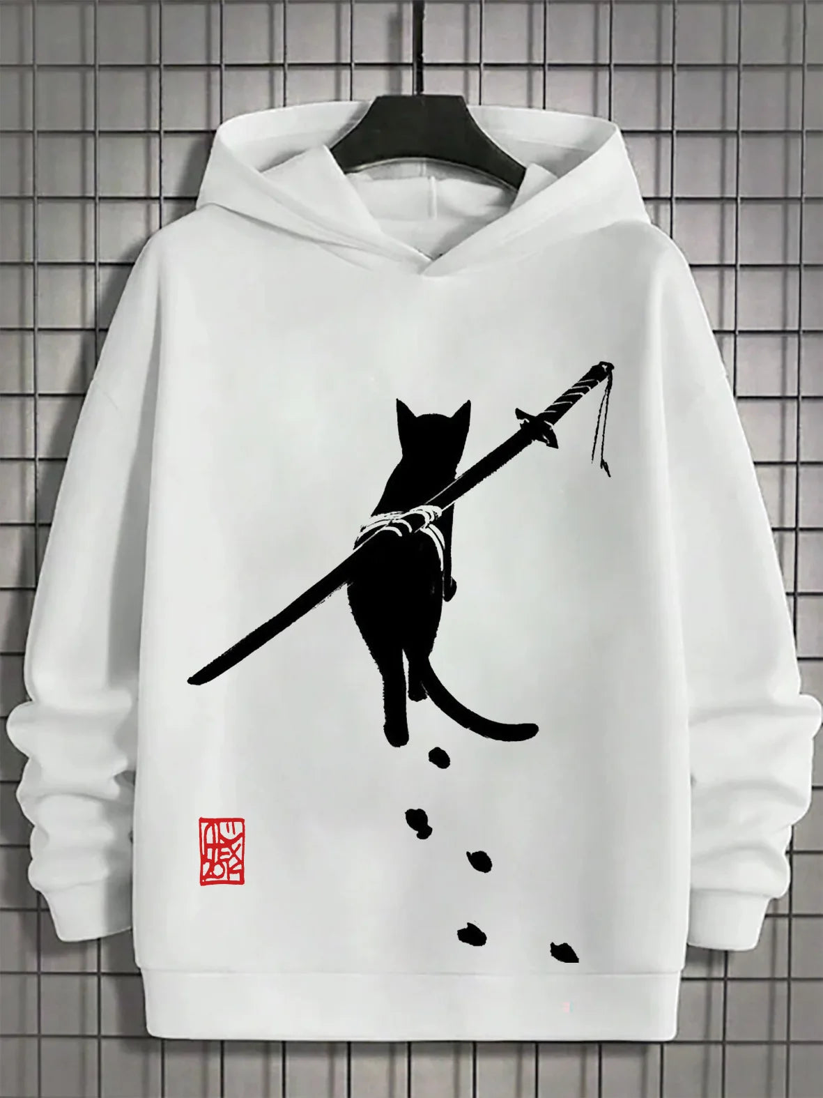 Samurai Men's Hoodie Print Y2k Sweatshirt Harajuku Hooded Shirt Pullover Casual Oversized Long Sleeve Sport Top Men's Clothing