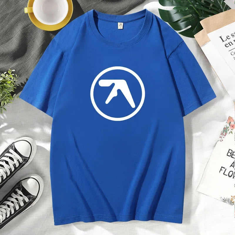 2024 Male Funny Present Fashion Aphex Twin Short Sleeves Men's Black T-Shirt Men T Shirt Print Cotton Short Sleeve T-shirt