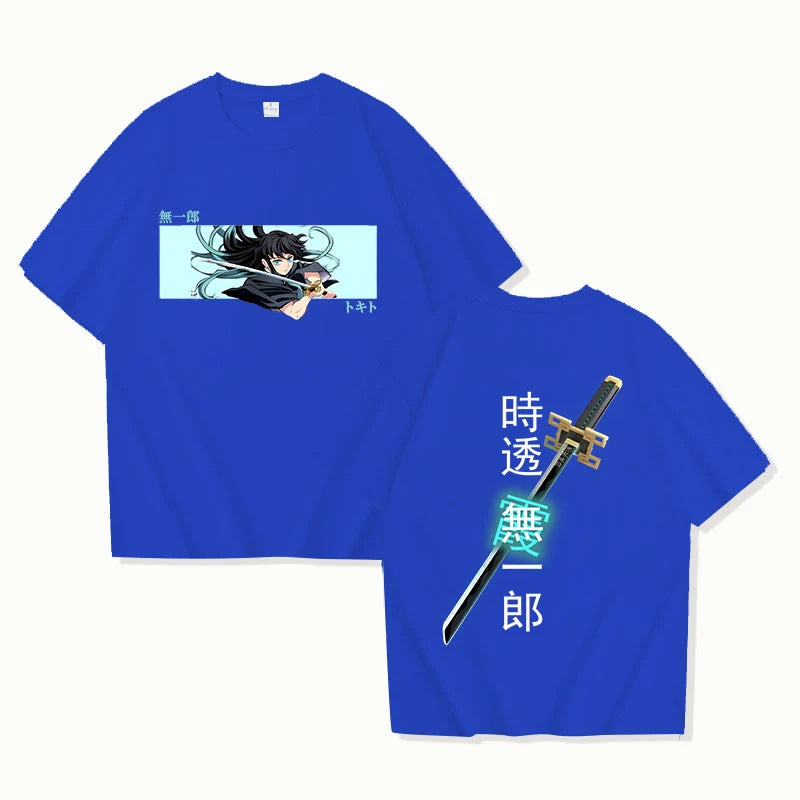 New Anime Tokitou Muichirou Print T Shirt Women Men Short Sleeve Tops Tees Summer Fashion Loose Casual T-shirt