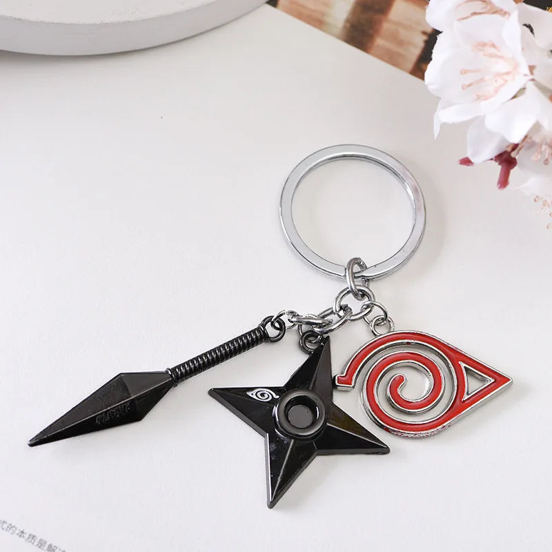 Naruto Keychain Toy Xiao Organization Red Cloud Keychain Kunai Shuriken Konoha Ninja Backpack Accessories Christmas Gift