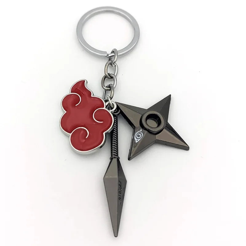 Naruto Keychain Toy Xiao Organization Red Cloud Keychain Kunai Shuriken Konoha Ninja Backpack Accessories Christmas Gift