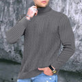 Autumn Winter New Men's Knit Sweater High Neck Warmth Fashion Solid Color Slim Fit Male Bottoming Tops Jacquard Pullovers