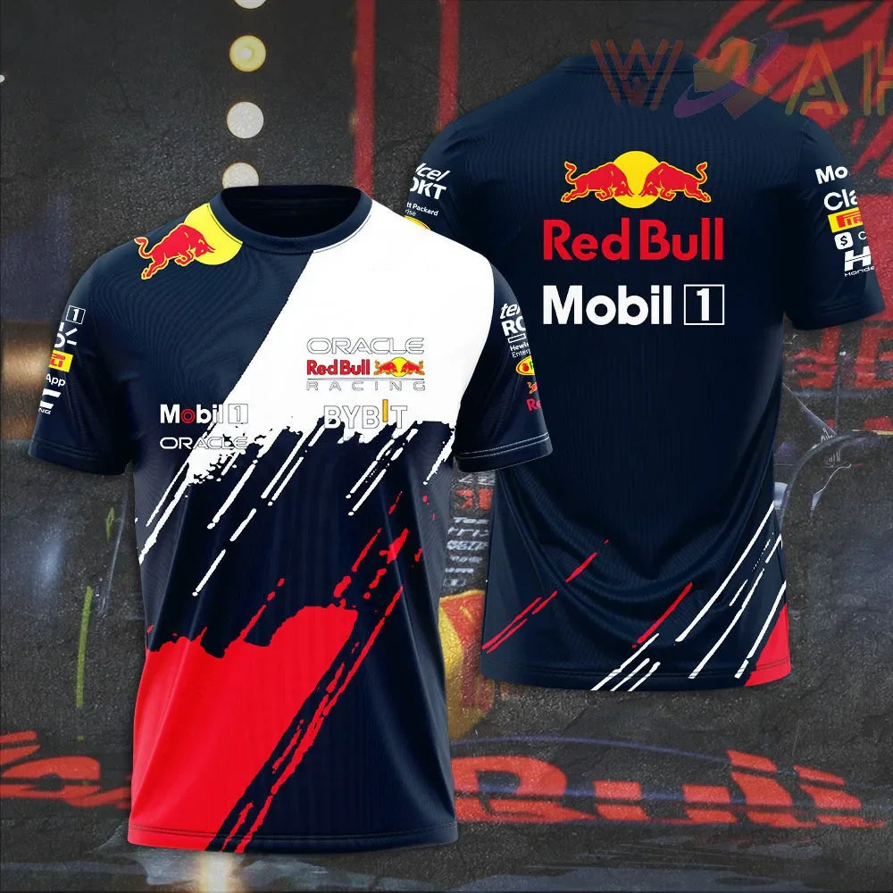 2025 New Red Bull Print Hot Selling Outdoor Running Sports T-shirt Men's Summer Racing Suit Red Bull Brand Cycling Training Suit