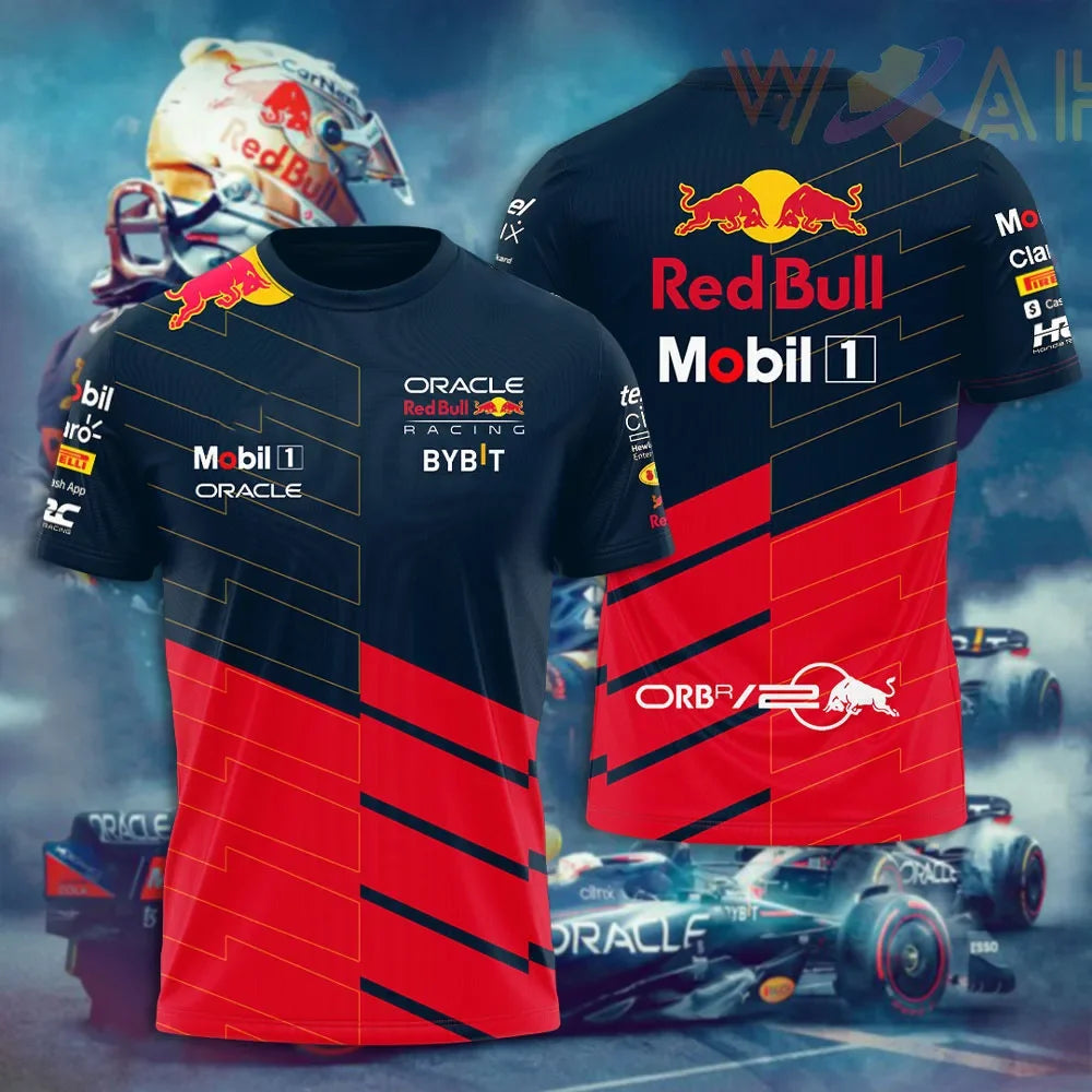 2025 New Red Bull Print Hot Selling Outdoor Running Sports T-shirt Men's Summer Racing Suit Red Bull Brand Cycling Training Suit