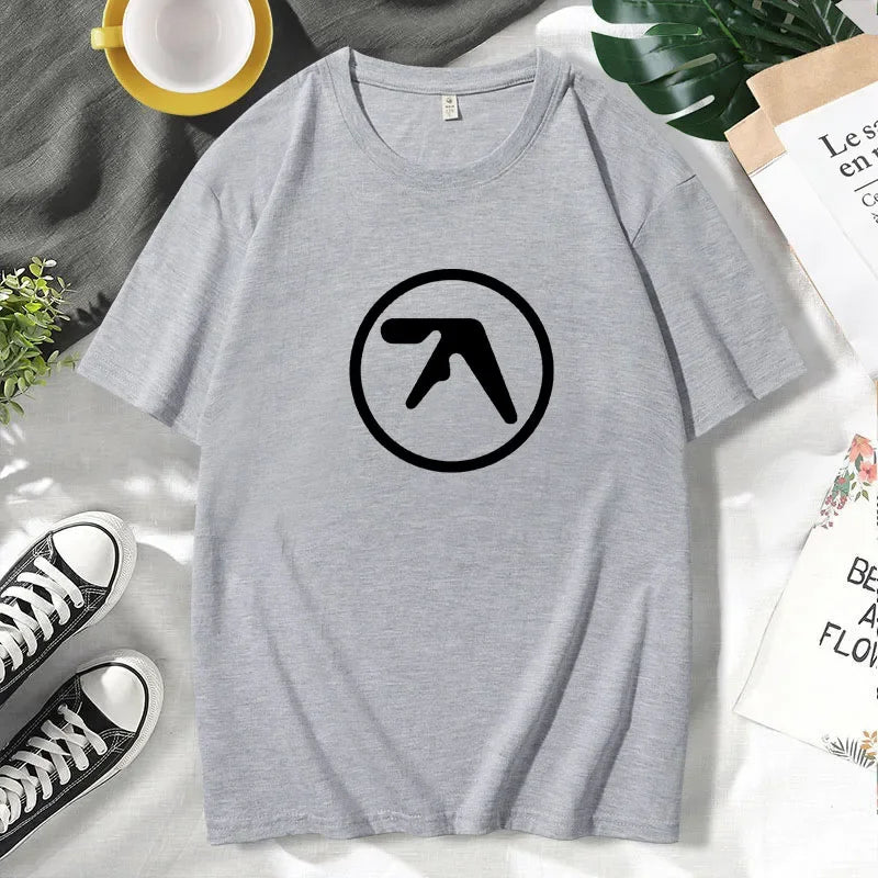 2024 Male Funny Present Fashion Aphex Twin Short Sleeves Men's Black T-Shirt Men T Shirt Print Cotton Short Sleeve T-shirt
