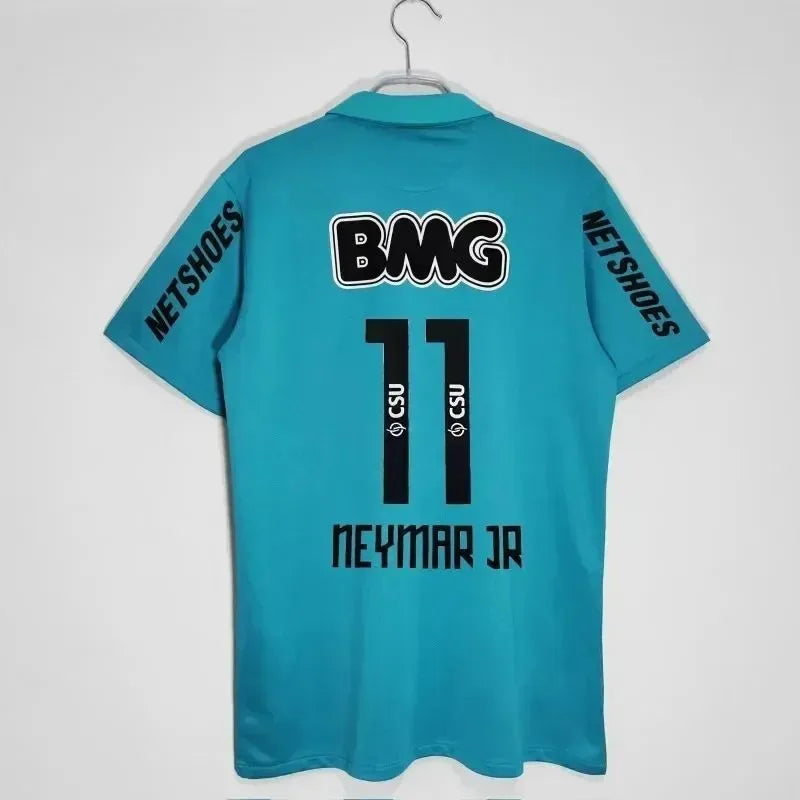 Summer fashion men's La Liga Santos home retro 11 print breathable round neck T-shirt outdoor sports top