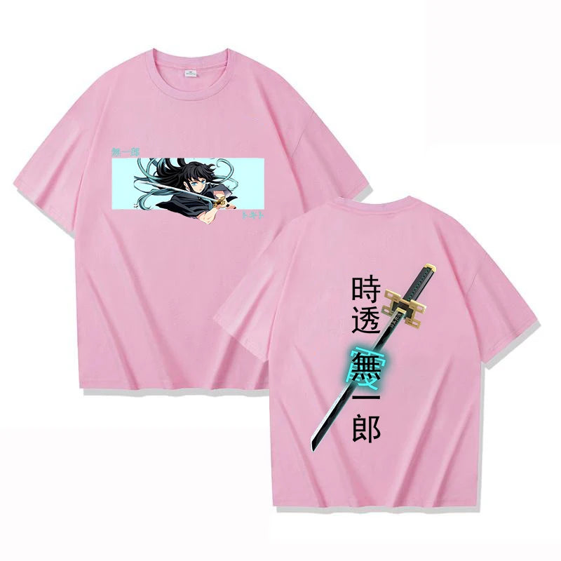 New Anime Tokitou Muichirou Print T Shirt Women Men Short Sleeve Tops Tees Summer Fashion Loose Casual T-shirt