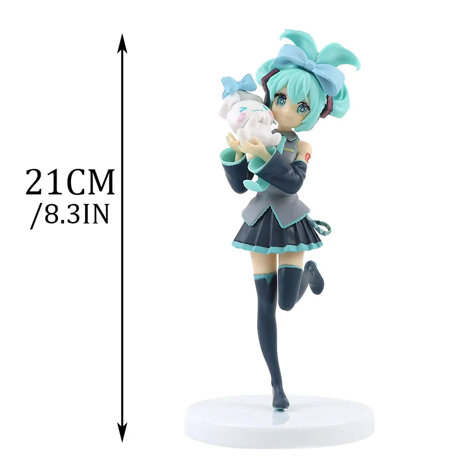 Hot 21CM Anime Hatsune Miku X Cinnamoroll Figure Anime Peripheral Collectible Models Decorative Decorations Children Kawaii Gift