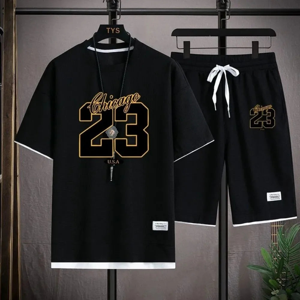 New high-quality men's Korean style comfortable and breathable round neck T-shirt summer digital fashion printed outdoor top
