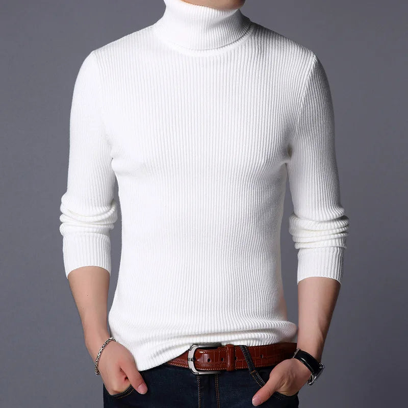 Turtleneck Pullovers Sweaters Men 2020 Autumn Winter Solid Color Long Sleeve Knitting Sweater Thickening Men's Bottoming Shirt