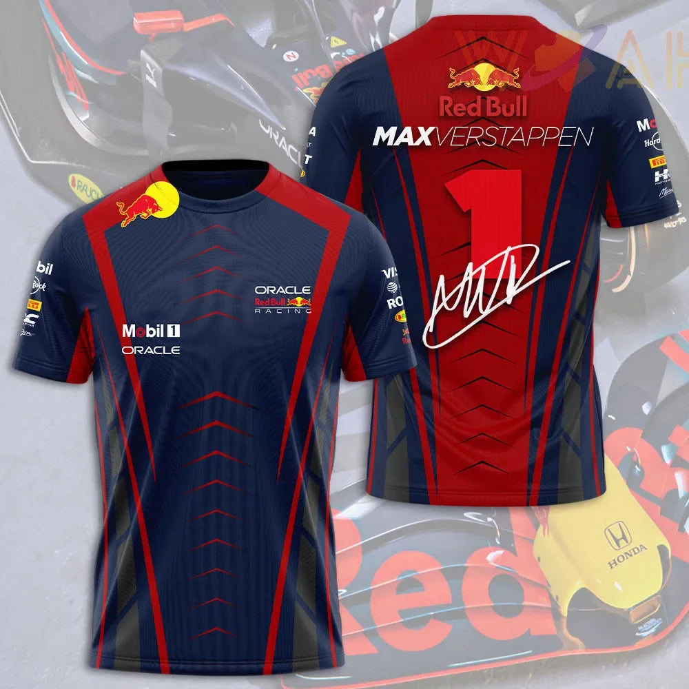 2025 New Red Bull Print Hot Selling Outdoor Running Sports T-shirt Men's Summer Racing Suit Red Bull Brand Cycling Training Suit