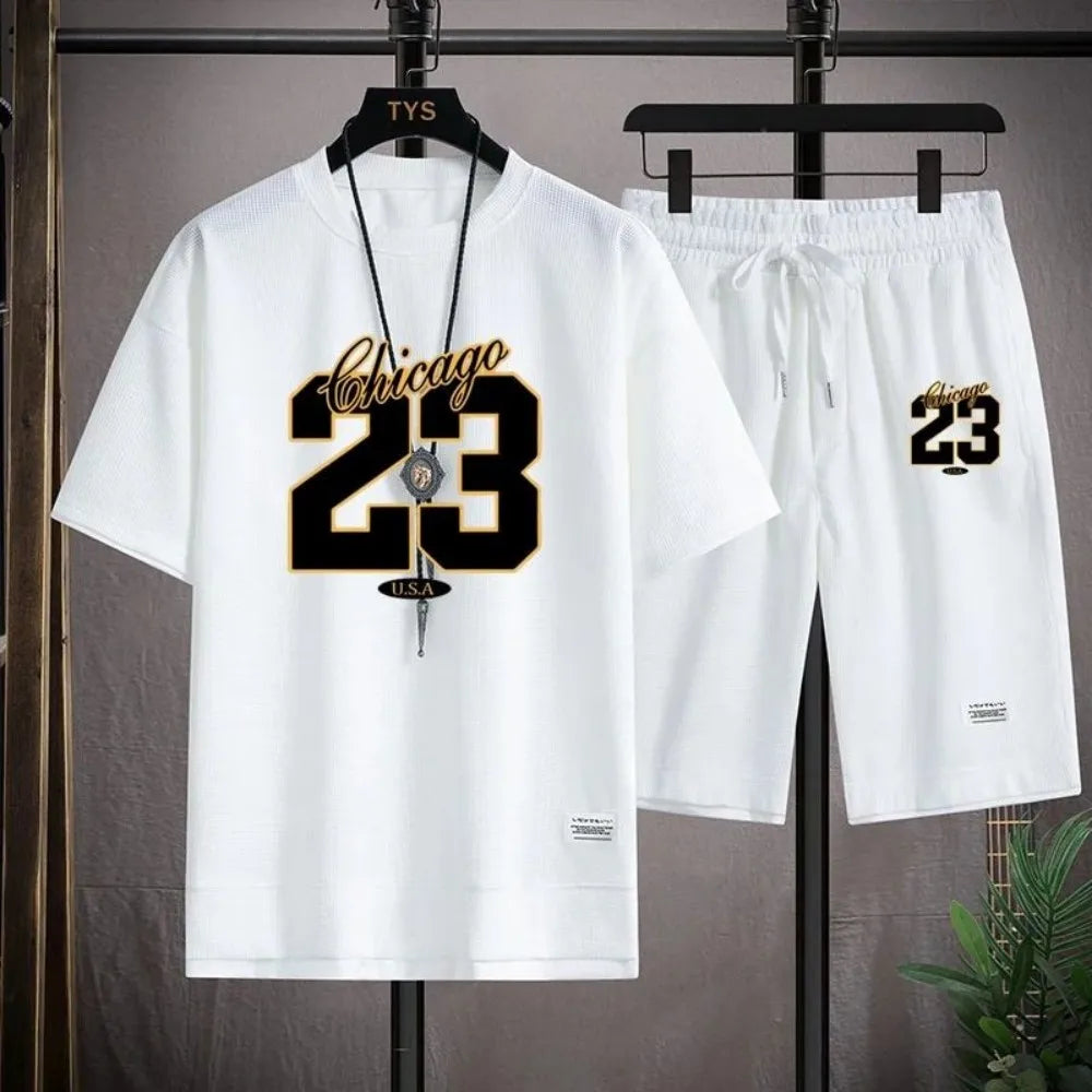 New high-quality men's Korean style comfortable and breathable round neck T-shirt summer digital fashion printed outdoor top