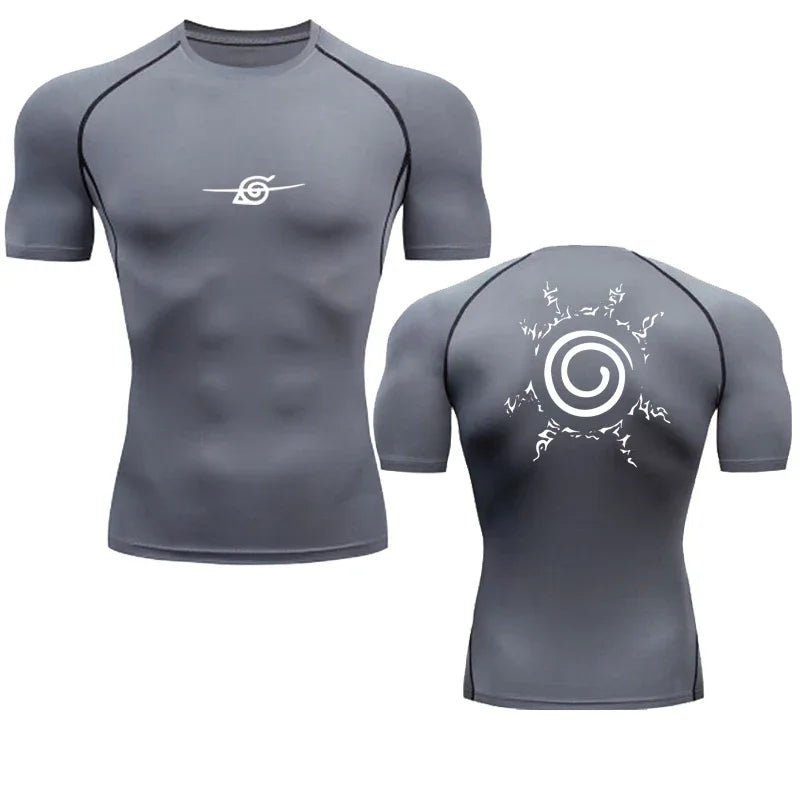 Naruto Anime Summer Short Sleeve T-Shirt Men Compression Shirt Running Quick Dry Gym Jogging Sports Shirts Rashguard Tops