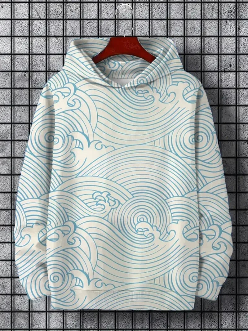 Fun Japanese Harajuku fashion men's hoodie casual y2k hoodie men's autumn and winter sea whale pattern sports hoodie