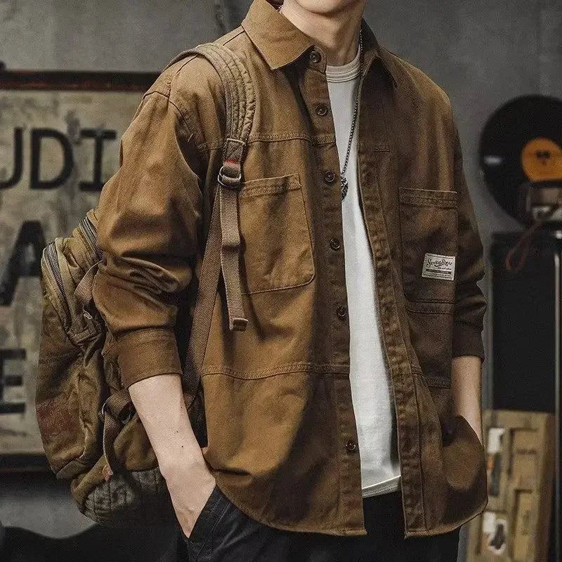 Long Sleeve Casual Shirt Men's Stylish Korean Style Workwear Spring Autumn New Arrival Comfortable Fit Fashionable Brand