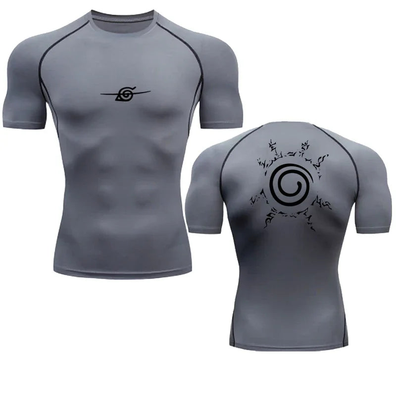 Naruto Anime Summer Short Sleeve T-Shirt Men Compression Shirt Running Quick Dry Gym Jogging Sports Shirts Rashguard Tops