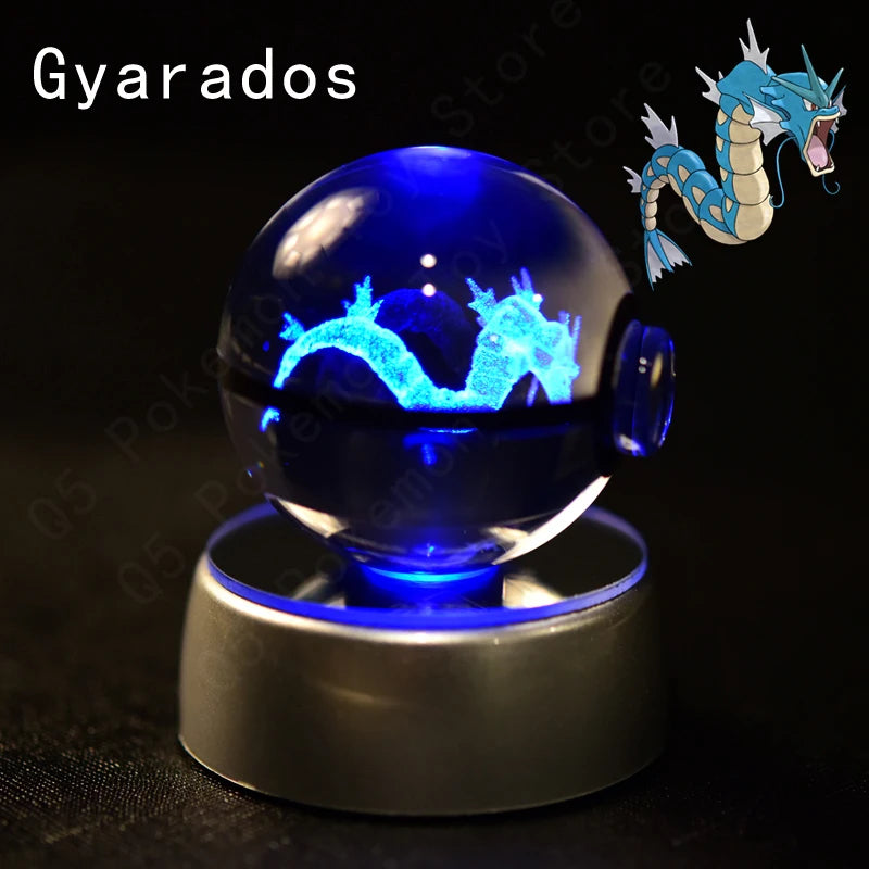 Pokemon Crystal Ball 3D Pikachu Mewtwo Mew Gengar Night Light Lamp Base Pokeball Crystal Pokemon Glass Ball Figure Birthday Gift