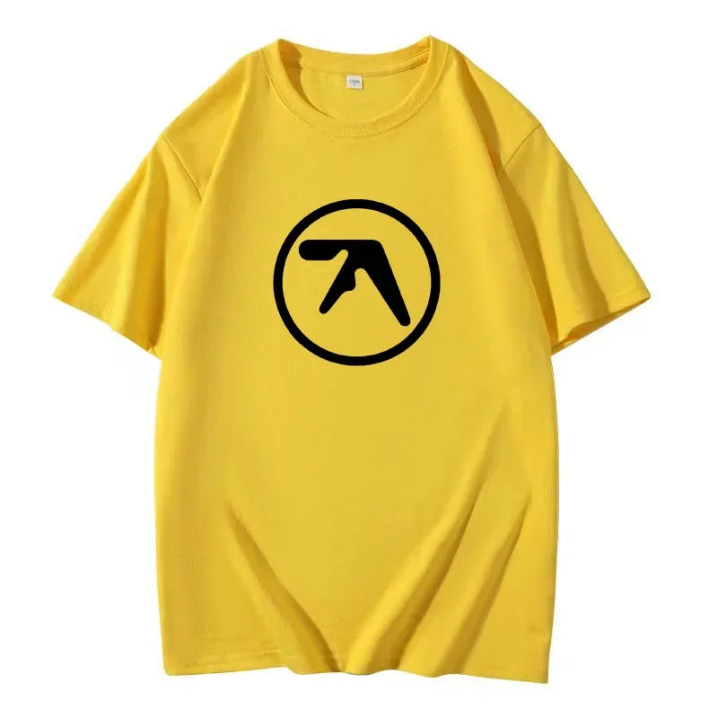 2024 Male Funny Present Fashion Aphex Twin Short Sleeves Men's Black T-Shirt Men T Shirt Print Cotton Short Sleeve T-shirt