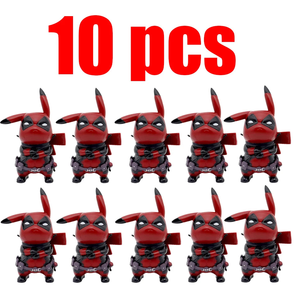 Pikachu Cos Deadpool Figure Q-Version Pikachu Action Figures Statue Model Desk Decoration Collection Dolls Toys Chrismas Gift