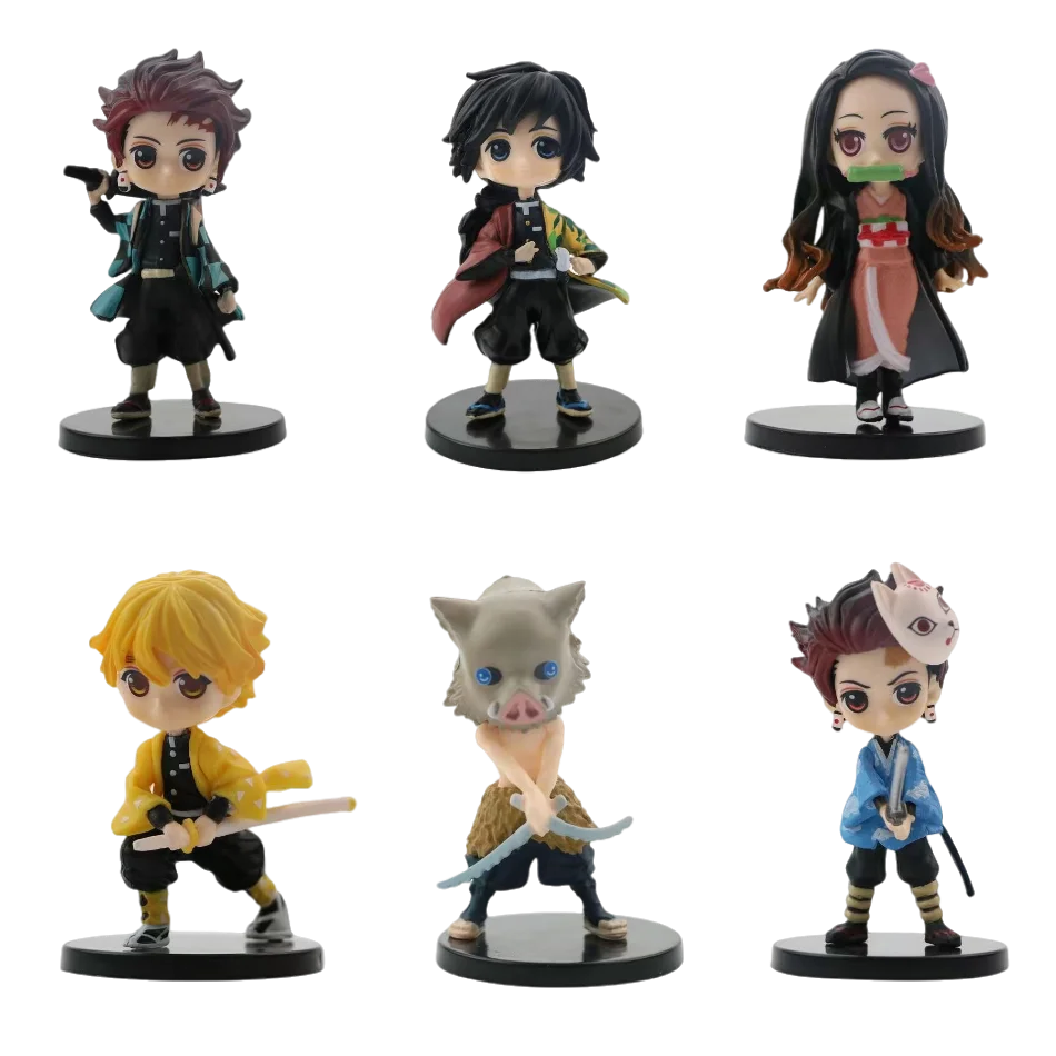 6Pcs Set Anime Demon Slayer Figure 7cm Kamado Tanjirou Kamado Nezuko Mini Cute Edition Pvc Doll Toy Desktop Ornament Gift
