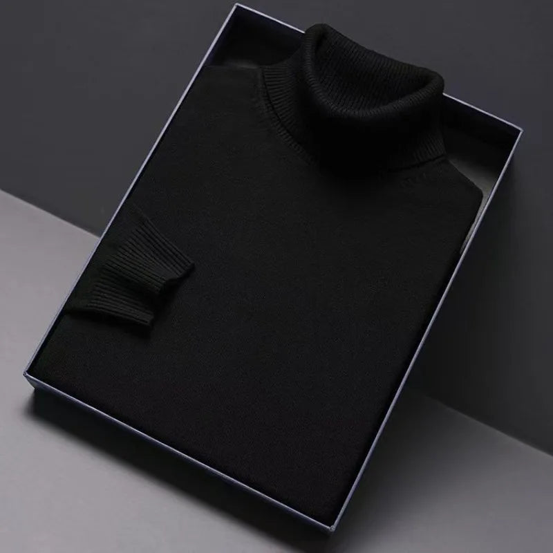 Animal Game Turtleneck Knitwear Luxury Men's Sweater Long Fit Pullover Sweaters Solid Color Men Streetwear Warm Cold Blouse