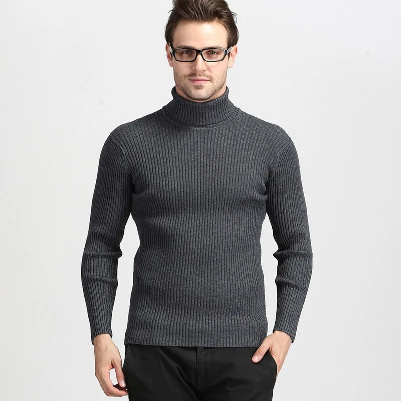 Turtleneck Pullovers Sweaters Men 2020 Autumn Winter Solid Color Long Sleeve Knitting Sweater Thickening Men's Bottoming Shirt