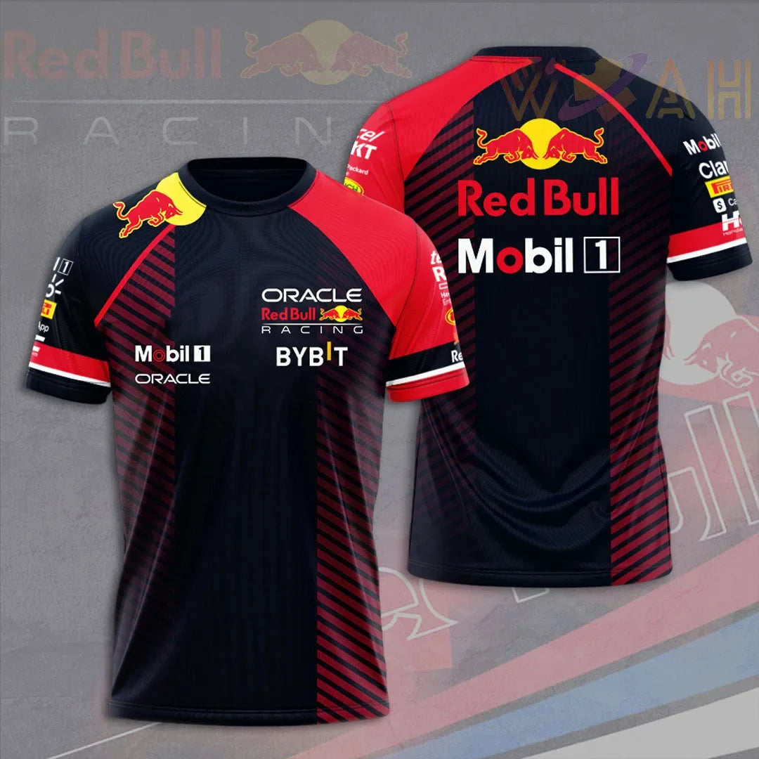 2025 New Red Bull Print Hot Selling Outdoor Running Sports T-shirt Men's Summer Racing Suit Red Bull Brand Cycling Training Suit