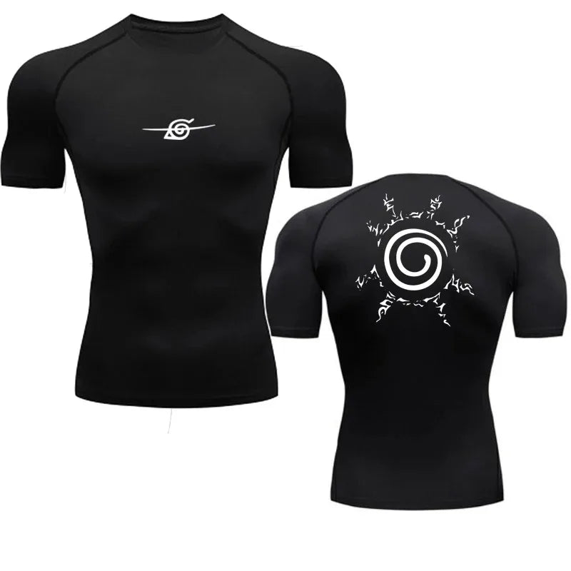 Naruto Anime Summer Short Sleeve T-Shirt Men Compression Shirt Running Quick Dry Gym Jogging Sports Shirts Rashguard Tops