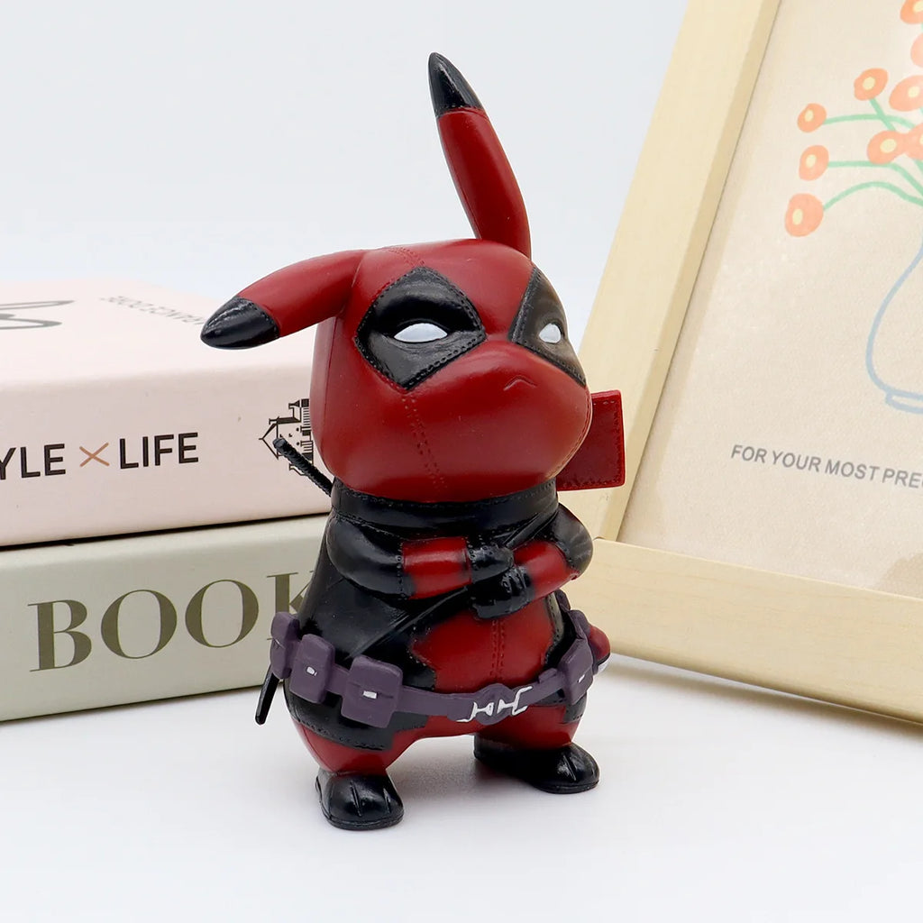 Pikachu Cos Deadpool Figure Q-Version Pikachu Action Figures Statue Model Desk Decoration Collection Dolls Toys Chrismas Gift