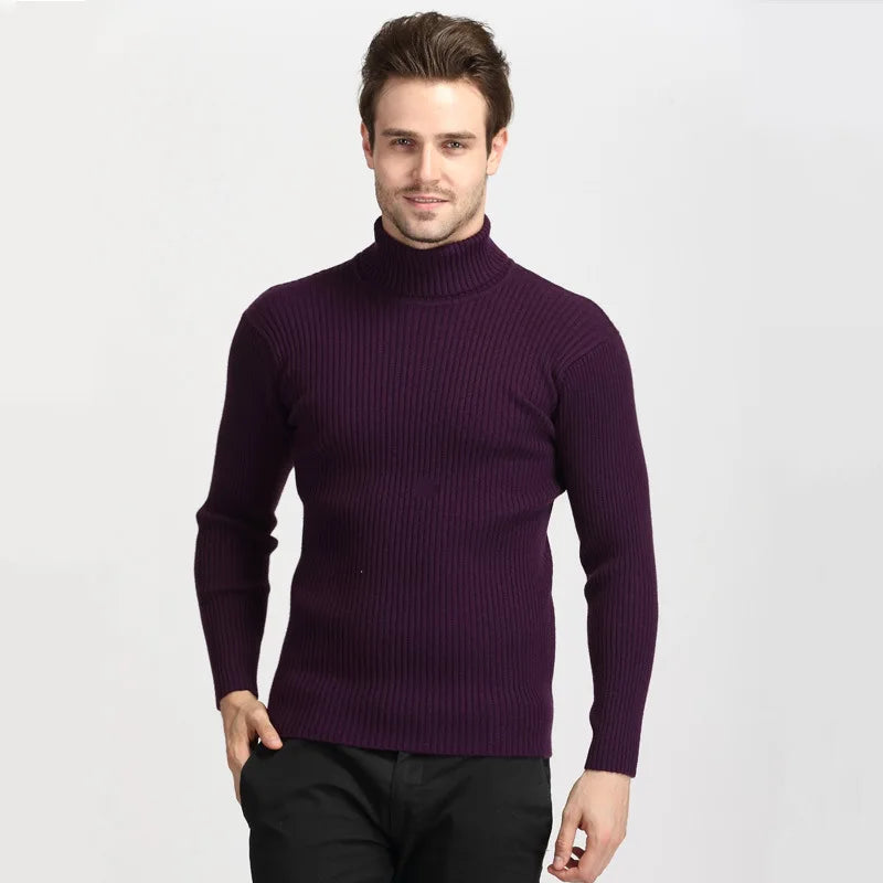 Turtleneck Pullovers Sweaters Men 2020 Autumn Winter Solid Color Long Sleeve Knitting Sweater Thickening Men's Bottoming Shirt