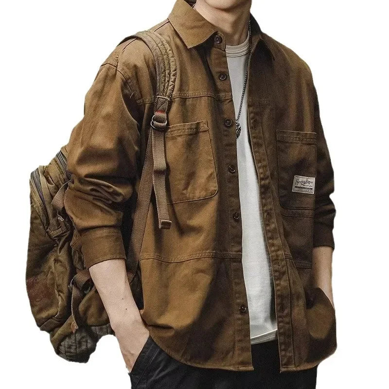 Long Sleeve Casual Shirt Men's Stylish Korean Style Workwear Spring Autumn New Arrival Comfortable Fit Fashionable Brand