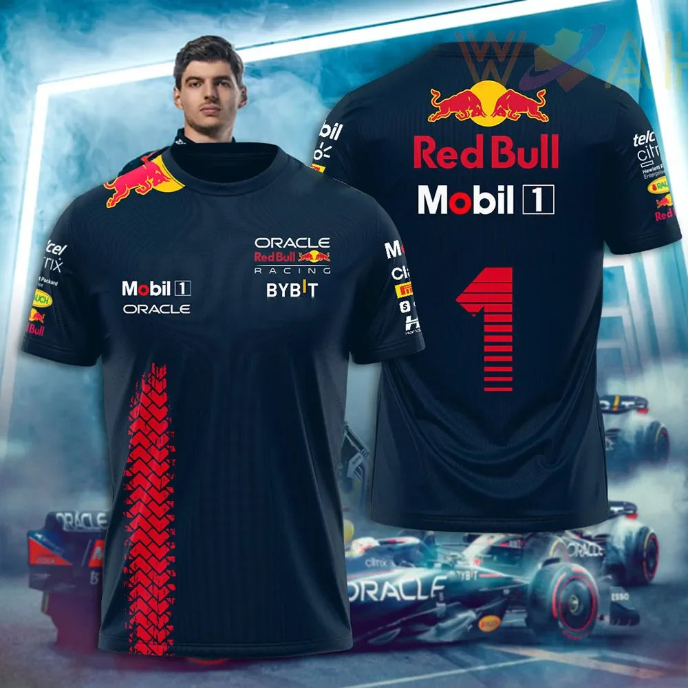 2025 New Red Bull Print Hot Selling Outdoor Running Sports T-shirt Men's Summer Racing Suit Red Bull Brand Cycling Training Suit