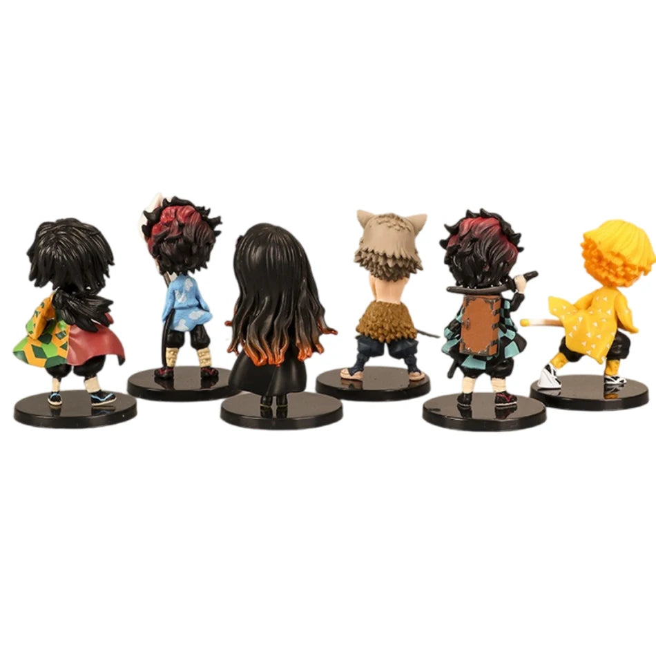 6Pcs Set Anime Demon Slayer Figure 7cm Kamado Tanjirou Kamado Nezuko Mini Cute Edition Pvc Doll Toy Desktop Ornament Gift