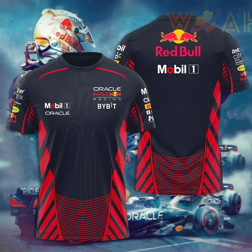 2025 New Red Bull Print Hot Selling Outdoor Running Sports T-shirt Men's Summer Racing Suit Red Bull Brand Cycling Training Suit
