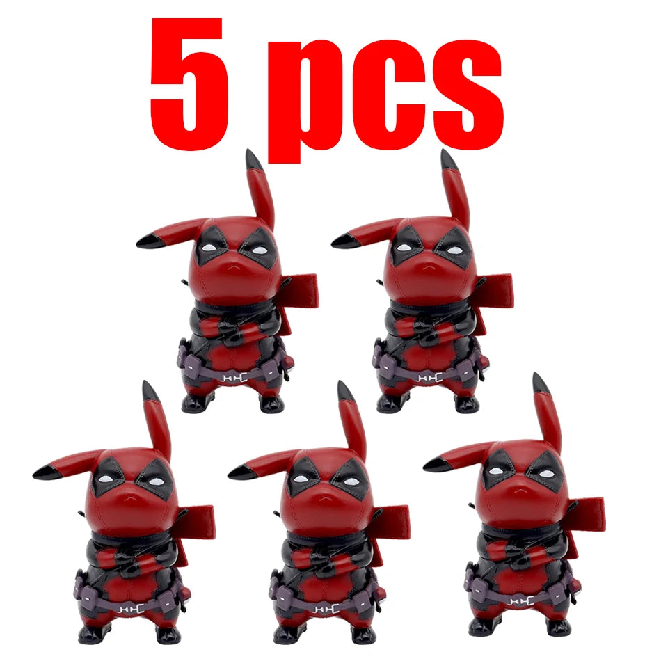 Pikachu Cos Deadpool Figure Q-Version Pikachu Action Figures Statue Model Desk Decoration Collection Dolls Toys Chrismas Gift