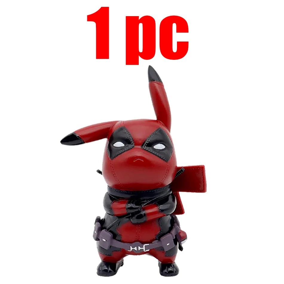 Pikachu Cos Deadpool Figure Q-Version Pikachu Action Figures Statue Model Desk Decoration Collection Dolls Toys Chrismas Gift