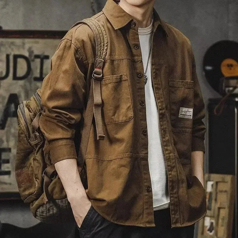 Long Sleeve Casual Shirt Men's Stylish Korean Style Workwear Spring Autumn New Arrival Comfortable Fit Fashionable Brand