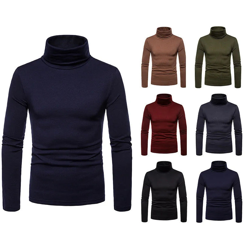 Turtleneck Pullovers Sweaters Men 2020 Autumn Winter Solid Color Long Sleeve Knitting Sweater Thickening Men's Bottoming Shirt