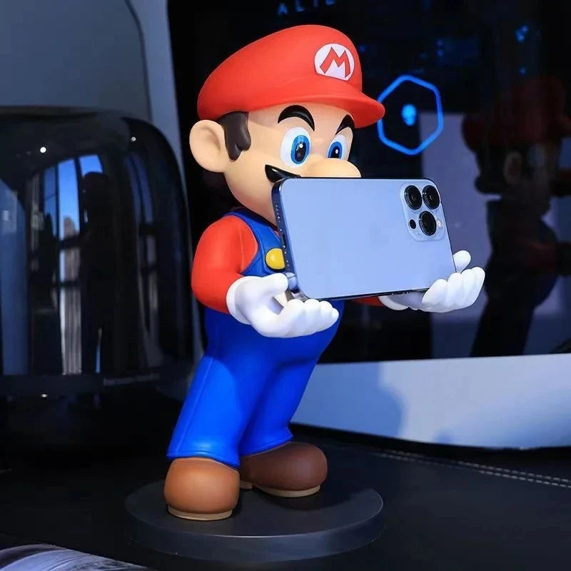 31cm Super Mario Over Size Action Figure Toys Game Controller Mobile Phone Holder Collection Cartoon Model Vinyl Doll