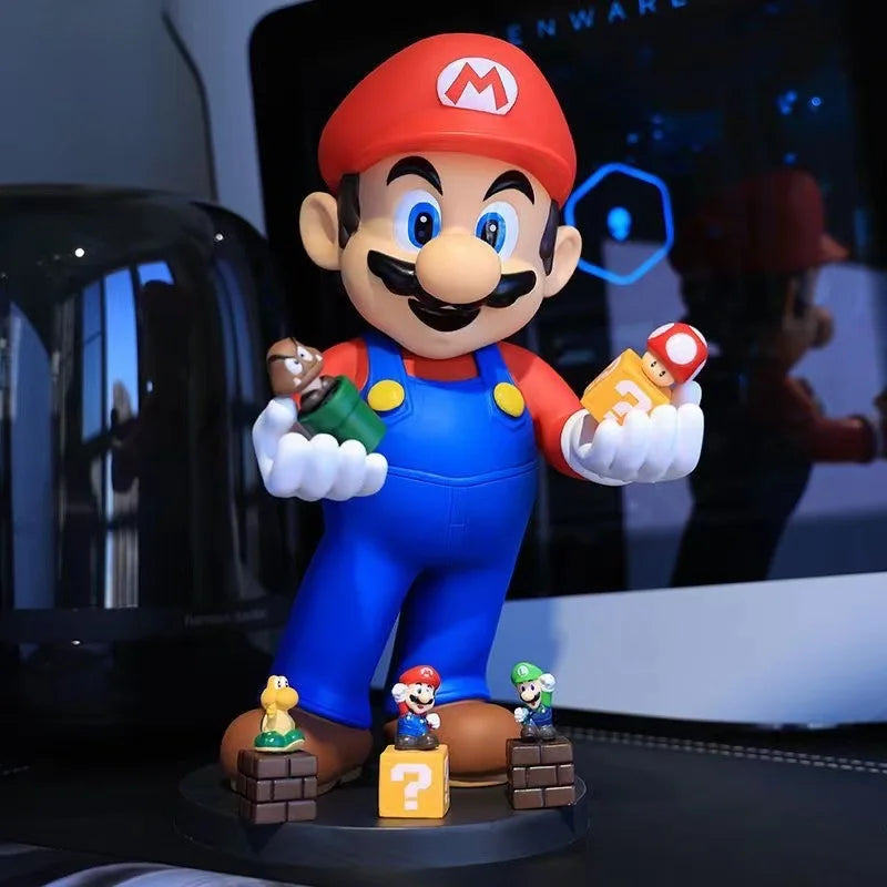 31cm Super Mario Over Size Action Figure Toys Game Controller Mobile Phone Holder Collection Cartoon Model Vinyl Doll