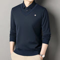 Men's Fleece Lined Sweater Polo Collar Pullover Tops Fashion Business Causal Pullovers Korean Slim Fit Thick Winter Clothes