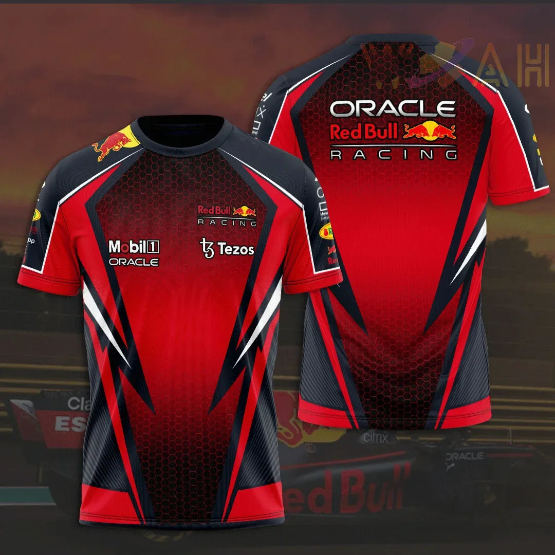 2025 New Red Bull Print Hot Selling Outdoor Running Sports T-shirt Men's Summer Racing Suit Red Bull Brand Cycling Training Suit
